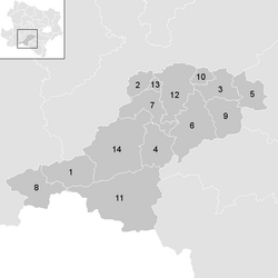 Lage der Gemeinde Bezirk Lilienfeld im Bezirk Lilienfeld (anklickbare Karte)