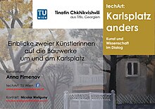 Einladung zur Vernissage von techArt: Karlsplatz anders mit Motiv von Tinatin Chkhikvishvili.