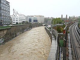 Wienfluss in der Höhe Längenfeldgasse