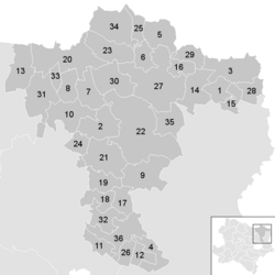 Lage der Gemeinde Bezirk Mistelbach im Bezirk Mistelbach (anklickbare Karte)