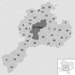 Lage der Gemeinde Bezirk Sankt Pölten-Land im Bezirk Sankt Pölten-Land (anklickbare Karte)