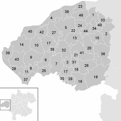 Lage der Gemeinde Bezirk Braunau am Inn im Bezirk Braunau am Inn (anklickbare Karte)