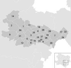 Lage der Gemeinde Bezirk Baden im Bezirk Baden (anklickbare Karte)